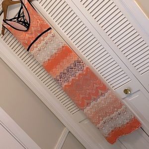 Emerald Sundae | Aztec Geo Print Lace-Up Back Boho Maxi Dress Coral/Navy Blue S
